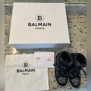 Balmain Black Sneakers Leather Low-Top size 12 USA size 30 EU